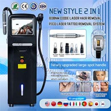 Multifunctional 2-in-1 Pico Laser Tattoo Removal and Diode Laser Hair Removal  Machine