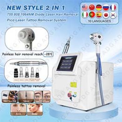 Multifunctional 2-in-1 Pico Laser Tattoo Removal and Diode Laser Hair Removal  Machine