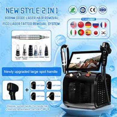 Multifunctional 2-in-1 Pico Laser Tattoo Removal and Diode Laser Hair Removal  Machine