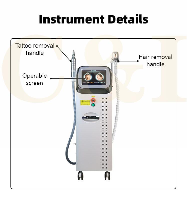 Portable Multifunction 2 in 1 IPL ND Yag PICO Laser Tattoo Removal Machine Diode Laser Hair Removal Beauty Machine